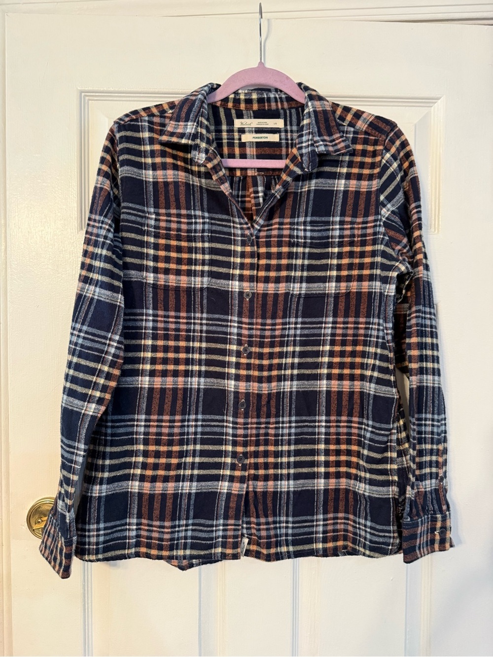 Woolrich Navy, Brown & Cream Plaid Button-Down Shirt
